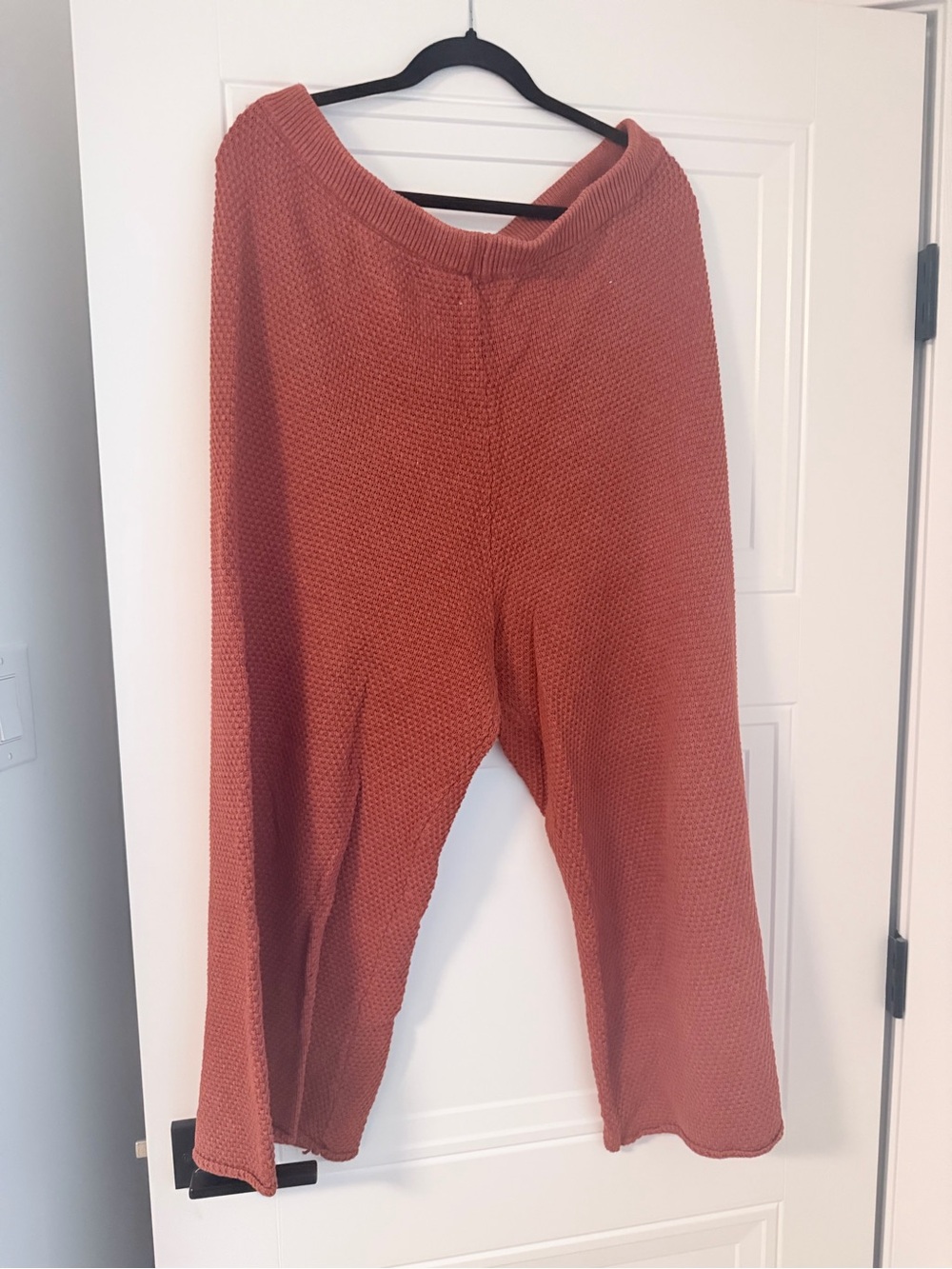 Free People Cropped Wide-Leg Knit Pants - Rust